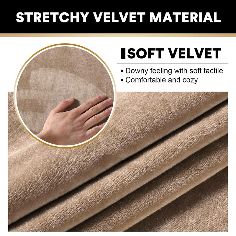PrinceDeco Velvet Couch Covers for Sofa Soft 4 Pieces Couch