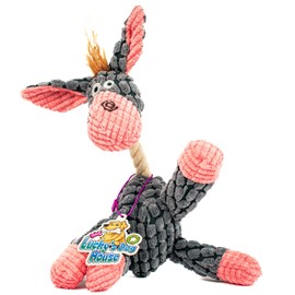 Lucky's Dog House - Dog Squeak Plushy - 2 Pack (Dog Squeak Toy 2 Pack - Cow and Donkey Plushy. Grey and White - Lucky's Dog House)