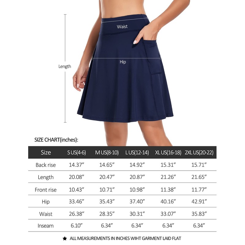 KORALHY Women's 20" Knee Length Skorts Skirts Tennis Athletic Golf