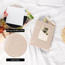 RECUTMS Photo Album 6x4 100 Pockets Small Photo Album Slip in Black Pages Photo Books for Wedding Baby Christmas Birthday Graduation（Beige）