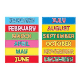 Hygloss 12-Pcs Wall Calendar Monthly Cards, 12 Months of the Year Cards, Classroom Calendar Decorations, 2.5"x11"