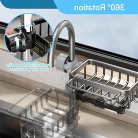 DINGFENG Sink Organiser, Kitchen Sink Organiser, Additional Reinforcement Sink Organiser, Sponge Holder, Dish Cloth Holder, Cloth Holder with Drain Pan, Hanging Kitchen Accessories