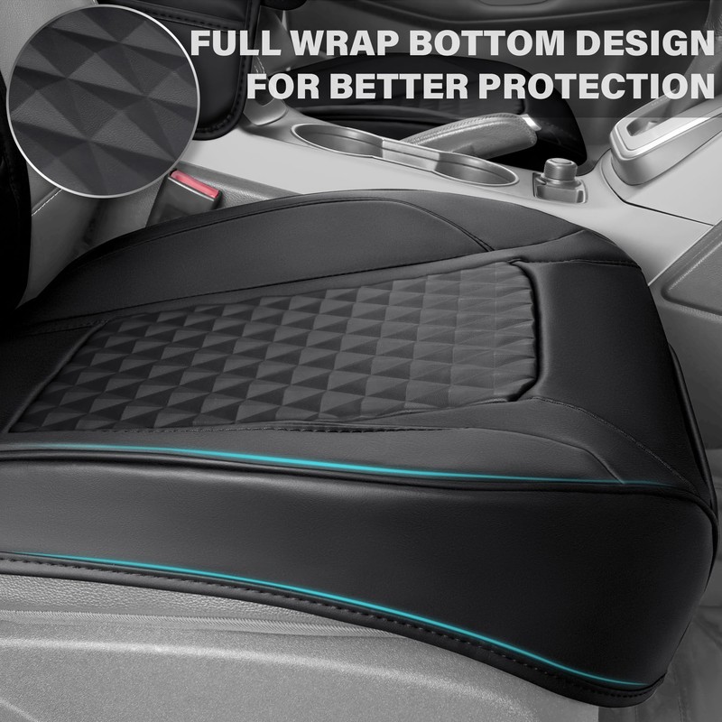 CAR PASS 2Pack Front Car Seat Covers Leather Memory Foam