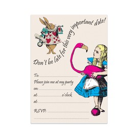 M & G Mustard & Gray Childrens Party Invitations (x12 Invites Only, Alice in Wonderland)