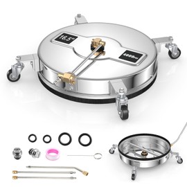 COSTWAY 16.5" Pressure Washer Surface Cleaner, Stainless Steel Surface & Undercarriage Cleaner Attachment w/Casters, 3 Extension Wands & 2 Replacement Nozzles, 1/4" Quick Connect