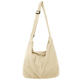 X SIM FITNESSX Unisex Corduroy Bag Shoulder Bag Large Women's Shopper Bag Fashion Fabric Bag for Everyday / Office / School / Travel, khaki, Retro