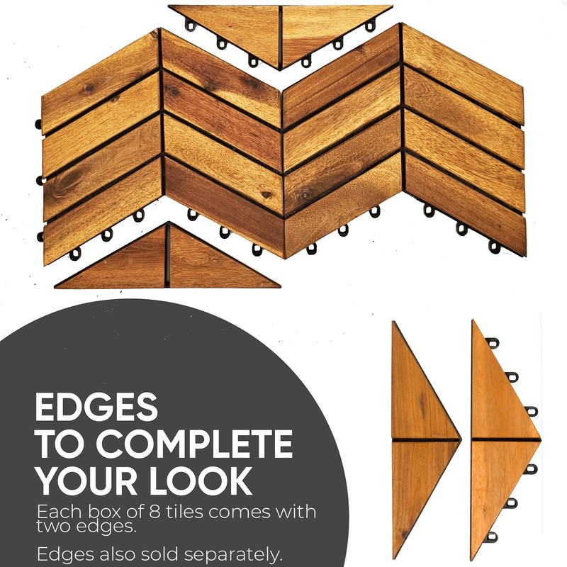 Interlocking Deck Tiles Herringbone 4 Pack Edge Tile - Non-Slip