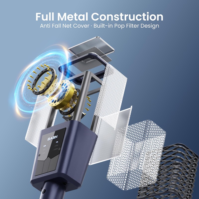 BASN BMS2 Cardioid Condenser Microphone, Large Diaphragm XLR Studio Recording