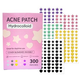 MAFAB | 300 Parches Cubre Acne Figuras Estrella Corazones Mascarillas Anti Acne Espinillas Granos Barros Cuidado de la Piel Acido Salicilico Adhesivos Parches Anti Acne Colores