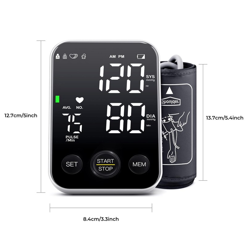 Blood Pressure Monitor Upper Arm Machine Accurate Adjustable BP Cuff
