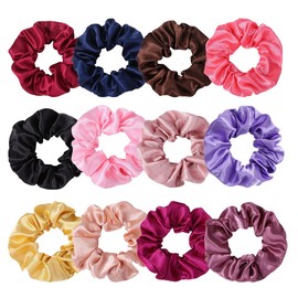 XHNFCU Pack of 12 Elastic Hair Bands Frizz Prevention Hair Bobbles for Women, Soft Elastic Ponytail Holder, Hair Accessories for Women, Girls and Children (12 Colours)