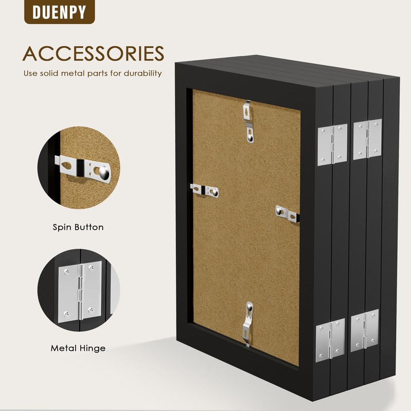 DUENPY 5 Folding 5x7 Picture Frame Horizontal Engineered Wood Accordion