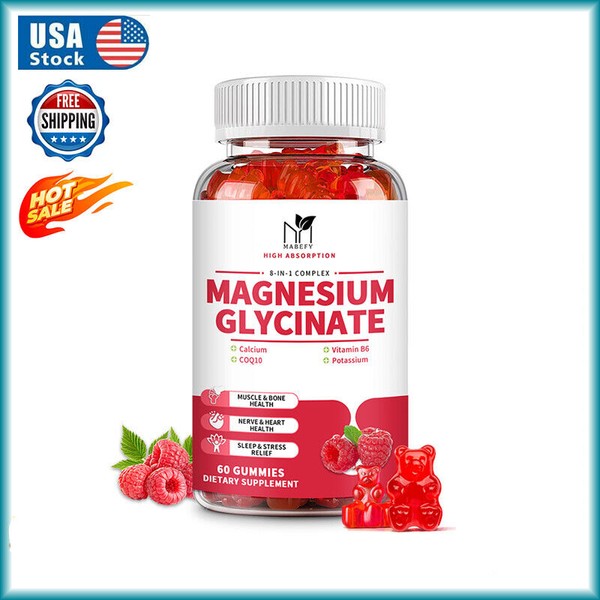 Mabefy Magnesium Glycinate Gummies 600mg w/ Vitamin CoQ10+Vitamin D3+Vitamin B6
