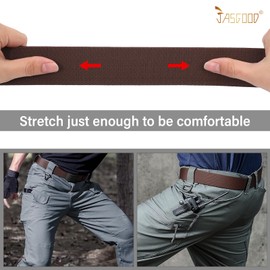 JASGOOD 2 Pack Men Belt Military Tactical Stretch Nylon Belt for Pants Webbing Belt for Hiking Hunting,Black+Coffee