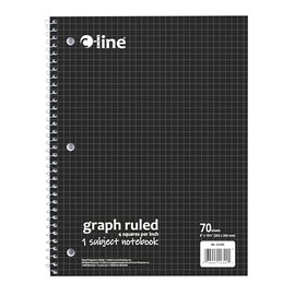 C-Line 1-Subject Notebook, Graph Ruled,4 x 4, Black (22300)