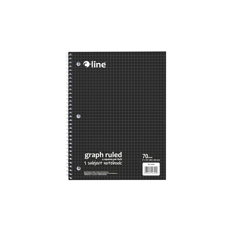 C-Line 1-Subject Notebook, Graph Ruled,4 x 4, Black (22300)