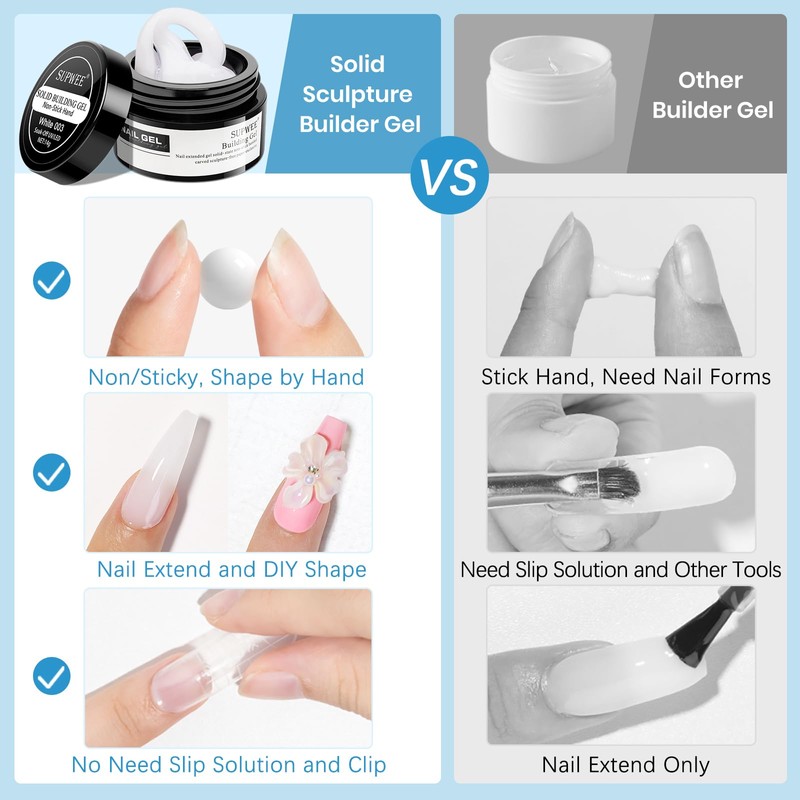 SUPWEE Builder Gel for Nails Non-Stick Hand Nail Extension Gel