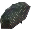 Folding Umbrella Stable with Automatic Black Printed Rainbow Dots, Black