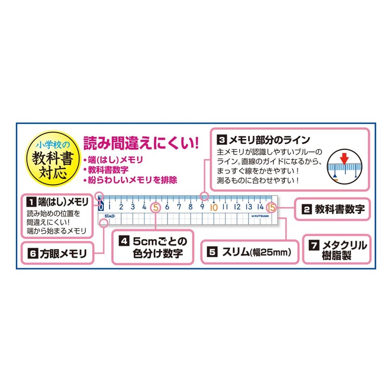 クツワ STAD 算数定規 樹脂 15cm HS15A