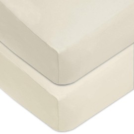 Dudu N Girlie Fitted Sheet Travel Cot Mattress Sheets 95 x 65 - Travel Cot Fitted Sheet 1 Pack Hypoallergenic Baby Cot Sheets Bedding Elasticated Breathable Easy Care (Single Pack, Cream)