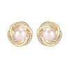 QINGANRAN Freshwater Pearl Stud Earrings With Cubic Zirconia Pearl Earrings