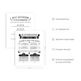 HAUS AND HUES - Juego de 3 divertidas impresiones artísticas de pared de baño, decoración divertida de baño, decoración de letreros de baño, arte divertido para baño, reglas de baño (8 x 10 pulgadas, sin marco)