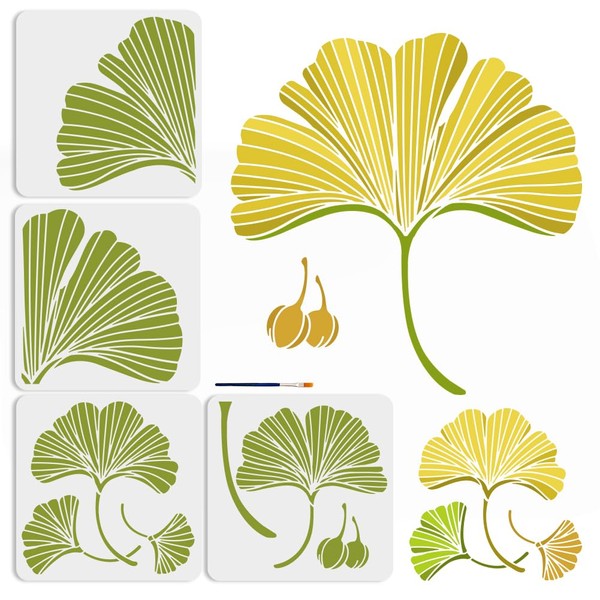 MAYJOYDIY 4 Pieces Large Ginkgo Leaf Stencils, 30 x 30