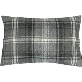 McAlister Textiles Angus Tartan Plaid Cushion Cover Luxury Decorative Scatter Throw Pillow For Your Home Charcoal Grey 50 x 30 Cm - 20 x 12 Inches