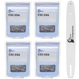 UpStart Components 4-Pack Replacement 16" Single Rivet Bar and 16" Semi Chisel Chain Combo for Echo CS 400, Echo CS 310, Husqvarna 240, Echo CS 352, Poulan P3314, Husqvarna 235, Echo CS 370 Chainsaw