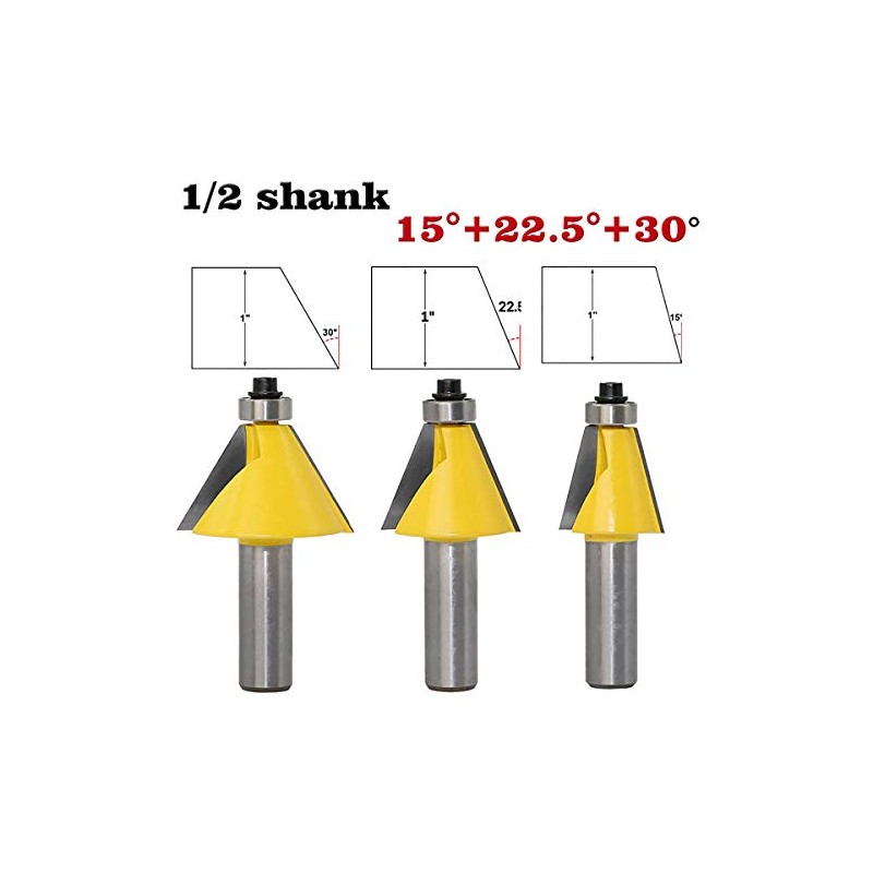 Bevel Cutter Set 1/2" Shank Bevel Woodworking Corner Round Cutter