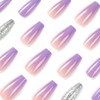 Short Press On Coffin False Nails with Glitter Sequins Designs
