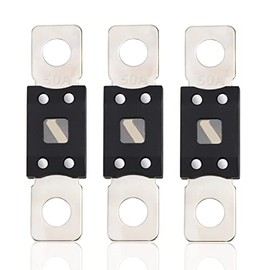 CHRI Mega High Current Fuse Screw Fuse Pack of 3 Fuses 50A Amp up to 58V DC - Car Truck