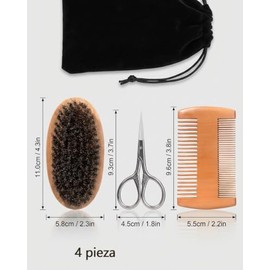 Piezas Cepillo Barba Peine Set Cuidado Facial