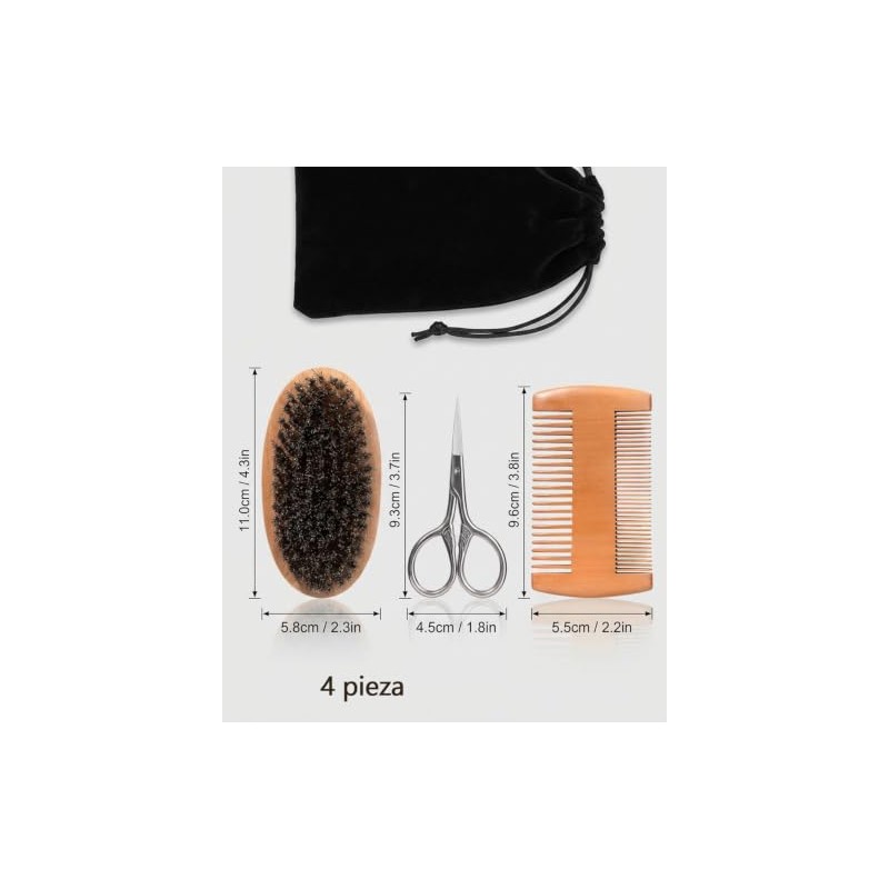 Piezas Cepillo Barba Peine Set Cuidado Facial