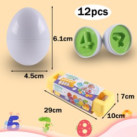 Rshuhx Matching Egg Number for Toddlers Montessori Toys Egg Game Fine Motor Skills for 1 2 3 4 Years and Boys Girls Ideal for Early Number Education Montessori Toy 12 Pieces with Storage Box