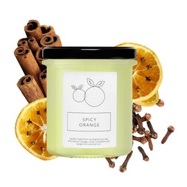 Hagi Spicy Orange Sojakerze | Duftkerze | Entspannender und Wohltuender Duft | Duftkerzen im Glas | Brenndauer ca. 75 h | Vegan | Ökologisches Sojawachs