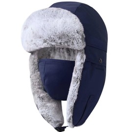 GADIEMKENSD Winter Ushanka Trapper Hats with Ear Flap Chin Strap Unisex, blue