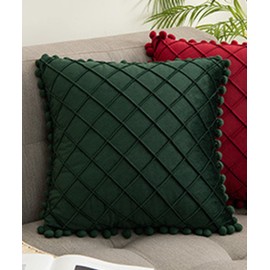 Cushion Cover 45*45cm Fashion Decorative Pink White Green Gray Black Natural 45x45 45 Square Cover Modern Velvet Fringe Elegant Cover (Green)