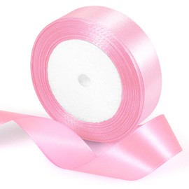 25 Yards Light Pink Satin Ribbon 1inch, Single Face Polyester Silk Fabric Hair String Ribbon for Craft, Flower Bouquets, Gift Wrapping, Wedding, Bow Making and Valentines Decoration