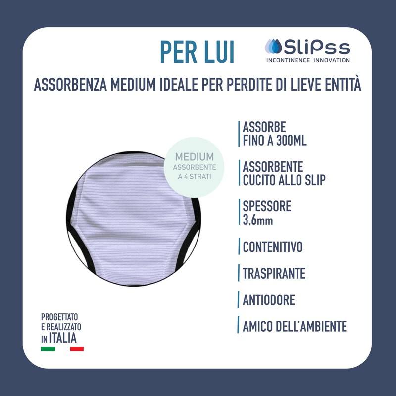 SliPss Medium - Incontinence nappies for men, discreet, washable and