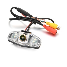 aSATAH AHD 720P/CVBS Car Rear/Front View Camera Fisheye Lens License Plate Cam with RCA Cable & Vehicle Camera for Honda Accord/Inspire/Spirior/Civic VII VIII/City 4D & Backup Camera (Silver Golden)