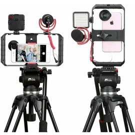 Film Making Vlogging Kit Video Camera Rig Stabilizer Cage For Smartphones Accessories Adjustable Cable Selfie Plastic Compact Android Grip