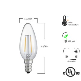 emark LED Bulb 20 Watt Equivalent - Soft White (2700K) Candelabra Dimmable - E12 Base (Soft White, 1 Pack)
