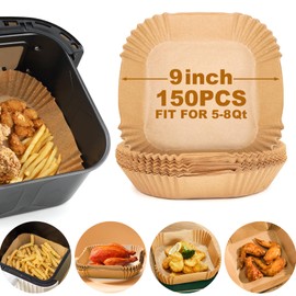 Vailnd Air Fryer Liners Disposable, 150PCS 9In Unbleached Parchment Paper Sheets, Baking Paper Liner for Air Fryers Cooking Oven Steamer