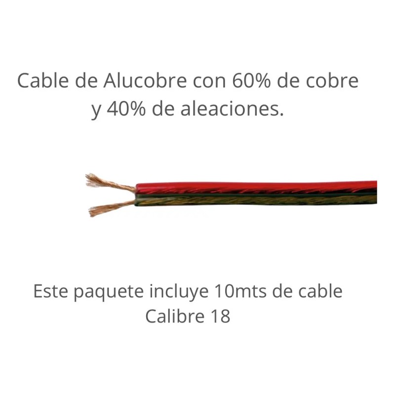 10 Mts De Cable Para Bocina Calibre 18 60% Cobre