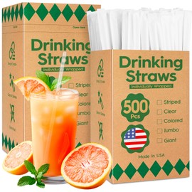 Delxo 1000 Count Individually Wrapped Clear Plastic Straws - 10.25 Inch Long, 0.23 Inch Diameter - Disposable Drinking Straws for Party, Every Occasion - Made in USA