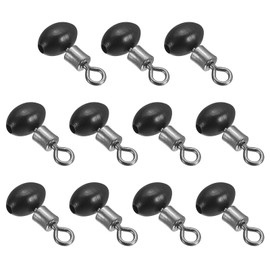PATIKIL 0.5"x0.3" Cross-Line Fishing Swivels & Bead, 10Pcs T Shape Pulley Slide Rig Rolling Swivels Fishing Hooks Connector Terminal Tackle, Black