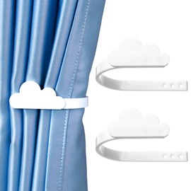 Briwooody 2 Pcs Cloud Shaped Curtain Tiebacks Curtain Acrylic Holdbacks with Screw Wall Mounted Tie Backs for Kids Baby's Girl Women Room Bedroom Decor