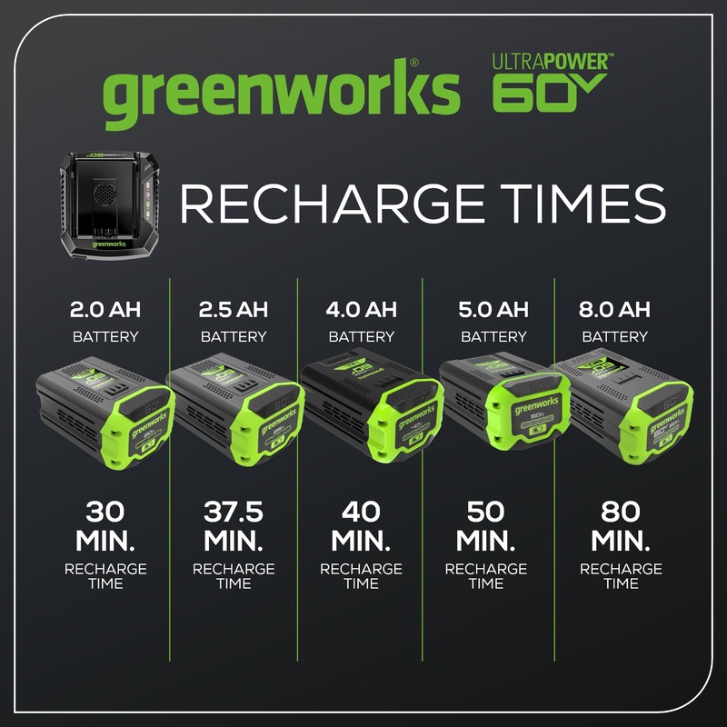 Greenworks Pro 60V Ultra Power 6A Rapid Charger - Works