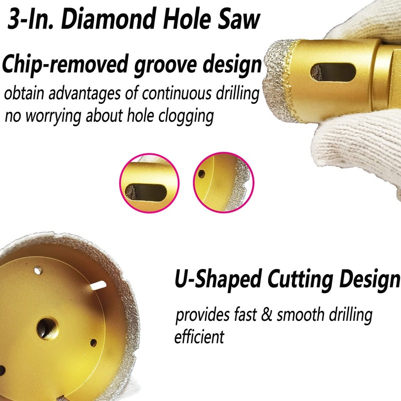 Antengdatool 3 Inch Dry/Wet Diamond Hole Saw for Angle Grinder